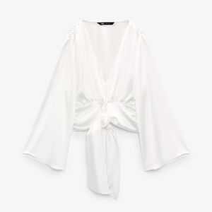 ZARA KNOTTED SATIN EFFECT TOP